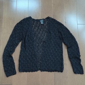 INC International Concepts Black Crochet Cardigan